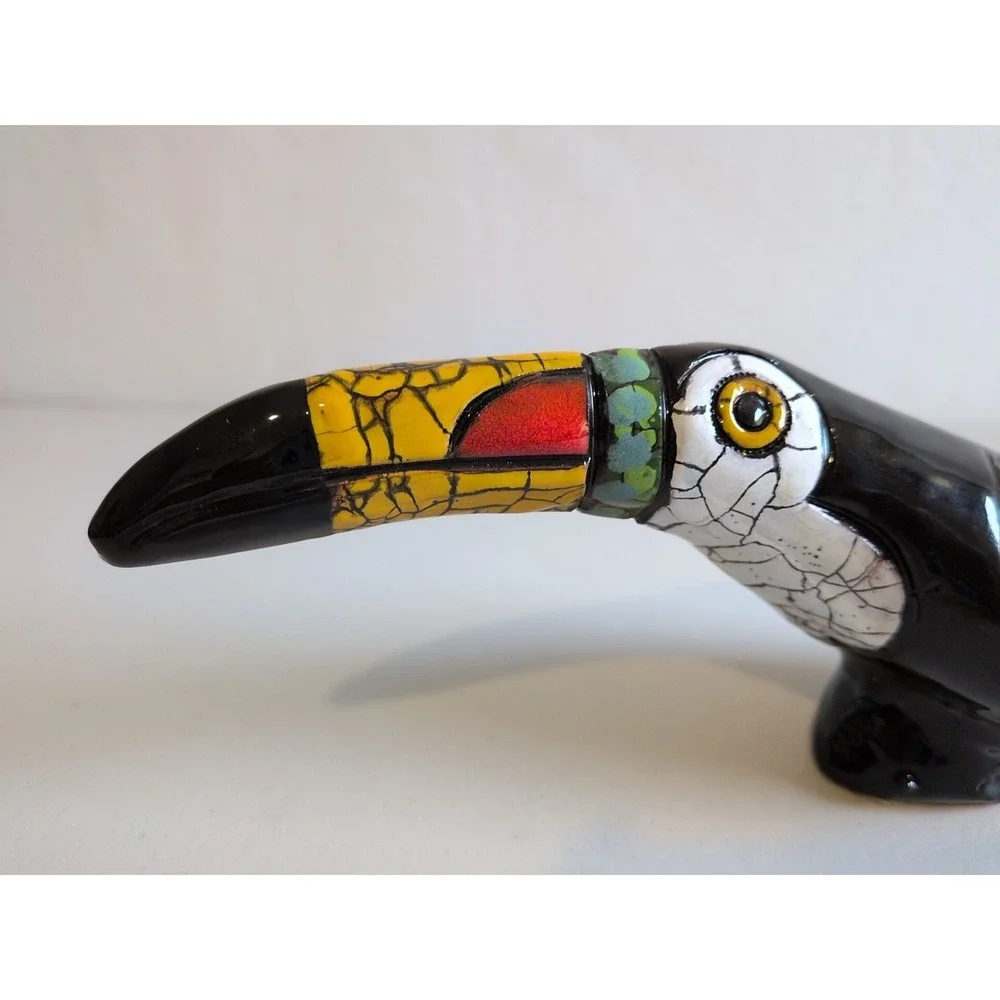 Vintage Multicolored Brazilian Ceramic Toucan Wall Hanger 11